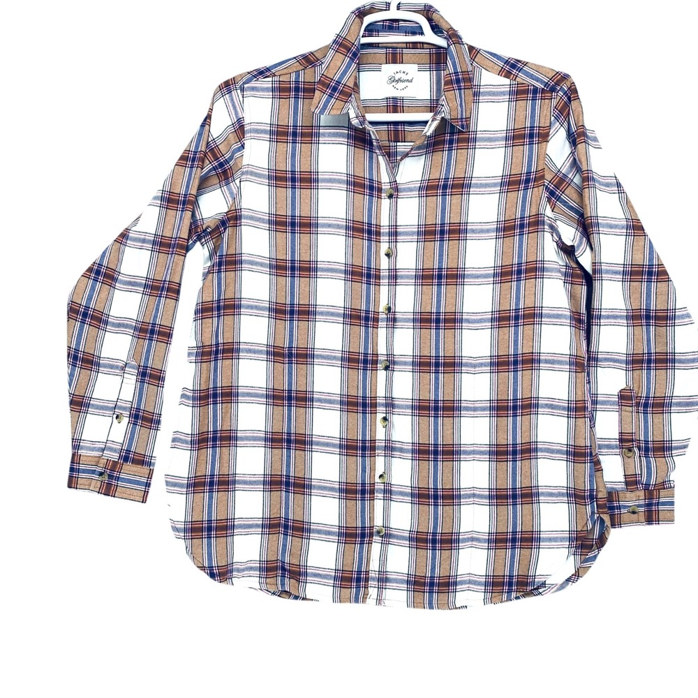 Lucky Brand Boyfriend Plaid Flannel Shirt Long‎ Sleeve Button Up Top Size L